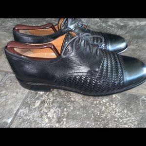 Mezlan Black Leather Weaved Toe Cao Oxfords 11